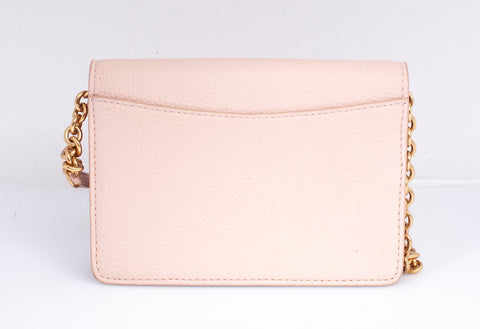 Authentic Burberry Henley Light Pink Grained Leather Wallet on Chain