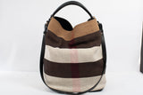 Authentic BURBERRY House Check Canvas Ashby Hobo Shoulder Bag