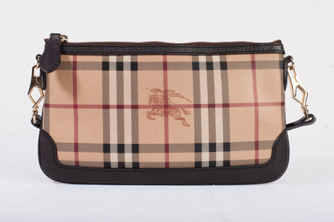 Authentic Burberry Haymarket Check Small Peyton Crossbody Clutch Bag