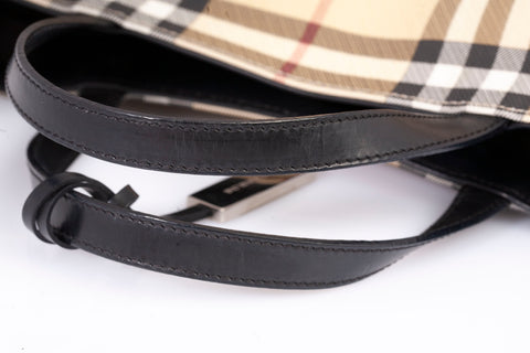 Authentic Burberry Nova Check Canvas Top Handle Tote