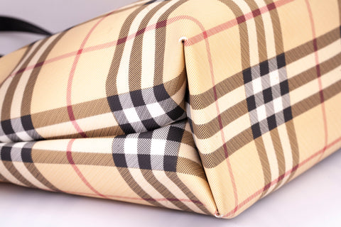 Authentic Burberry Nova Check Canvas Top Handle Tote