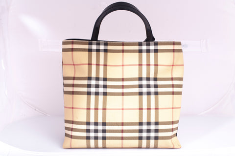Authentic Burberry Nova Check Canvas Top Handle Tote