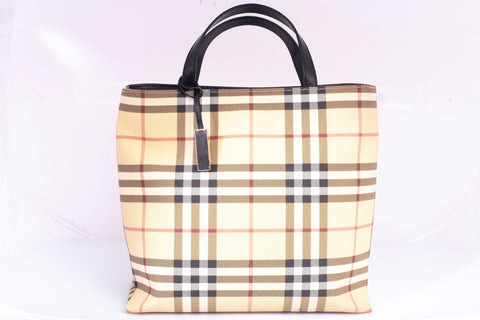 Authentic Burberry Nova Check Canvas Top Handle Tote