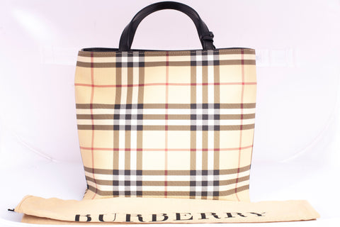 Authentic Burberry Nova Check Canvas Top Handle Tote