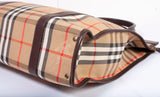 Authentic Burberry Haymarket Check Canvas and Leather Tote Bag