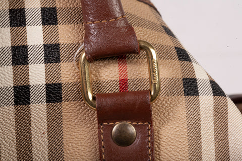 Authentic Burberry Signature Check Boston Holdall Duffle Bag