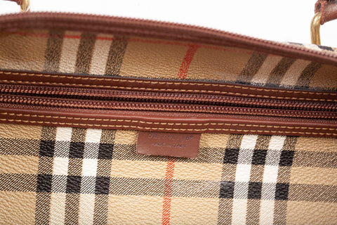 Authentic Burberry Signature Check Boston Holdall Duffle Bag