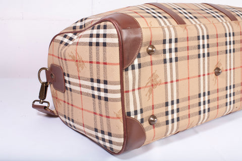Authentic Burberry Signature Check Boston Holdall Duffle Bag
