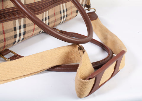Authentic Burberry Signature Check Boston Holdall Duffle Bag