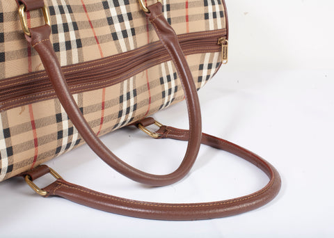 Authentic Burberry Signature Check Boston Holdall Duffle Bag