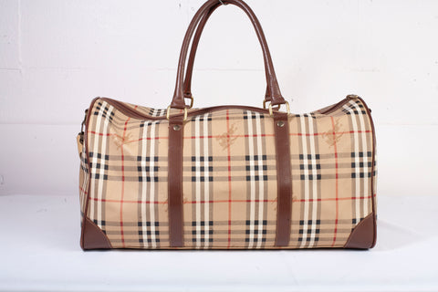Authentic Burberry Signature Check Boston Holdall Duffle Bag