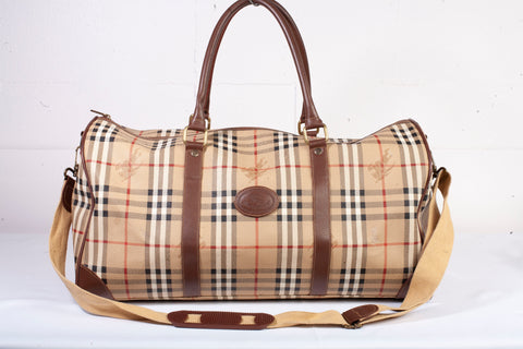Authentic Burberry Signature Check Boston Holdall Duffle Bag