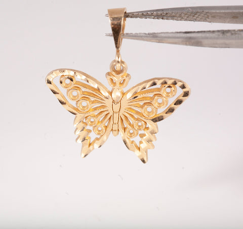 Ladies 10k Yellow Gold Butterfly Pendant