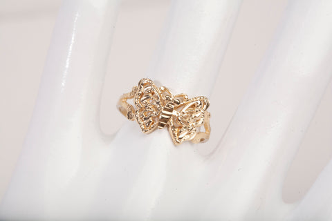 Ladies 14k Yellow Gold Filigree Butterfly Ring