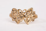 Ladies 14k Yellow Gold Filigree Butterfly Ring