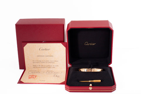Authentic Classic Model CARTIER Love Bracelet 18k Yellow Gold Size 6.25"