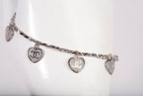 Ladies 18k White Gold Multi Heart Charm Bracelet