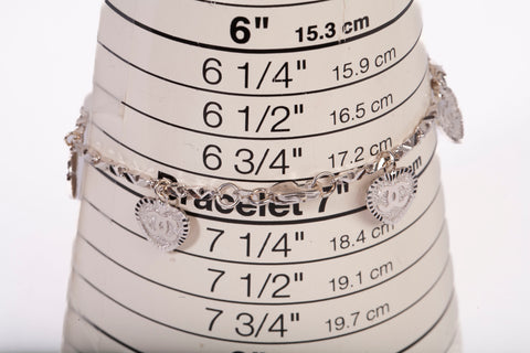 Ladies 18k White Gold Multi Heart Charm Bracelet