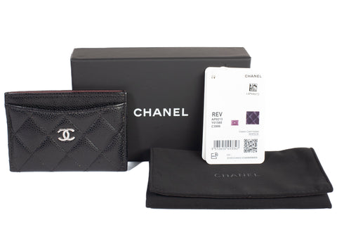 Authentic Black Chanel Quilted Caviar Card Holder