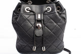 Authentic Chanel Black Lambskin Quilted Metallic Bubble Backpack