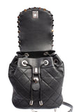 Authentic Chanel Black Lambskin Quilted Metallic Bubble Backpack