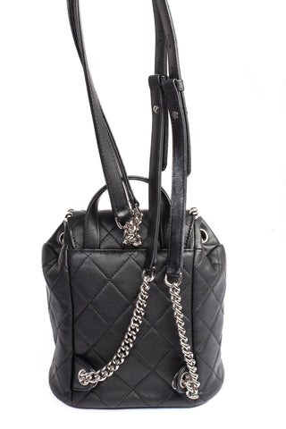 Authentic Chanel Black Lambskin Quilted Metallic Bubble Backpack