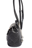 Authentic Chanel Black Lambskin Quilted Metallic Bubble Backpack