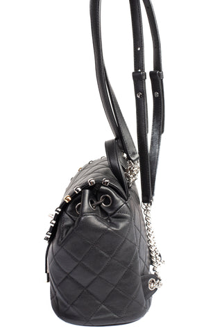 Authentic Chanel Black Lambskin Quilted Metallic Bubble Backpack