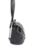 Authentic Chanel Black Lambskin Quilted Metallic Bubble Backpack