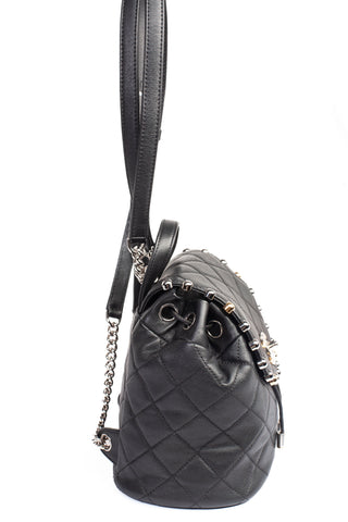 Authentic Chanel Black Lambskin Quilted Metallic Bubble Backpack