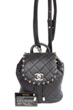 Authentic Chanel Black Lambskin Quilted Metallic Bubble Backpack
