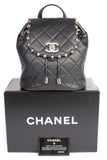 Authentic Chanel Black Lambskin Quilted Metallic Bubble Backpack