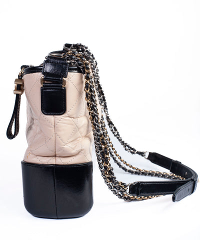 Authentic CHANEL Aged Quitled Calfskin Gabrielle Hobo Shoulder Bag