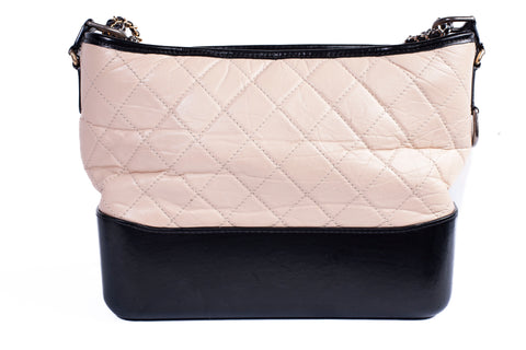 Authentic CHANEL Aged Quitled Calfskin Gabrielle Hobo Shoulder Bag