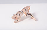 EFFY 14k Rose Gold Black and White Diamond with Emerald Accents Panther Ring