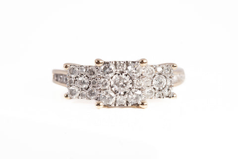 Ladies 14k Yellow Gold Diamond Cluster Engagement Ring 0.280CTW