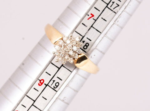 Unique 14k Yellow Gold Diamond Cluster Ring