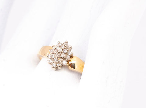 Unique 14k Yellow Gold Diamond Cluster Ring