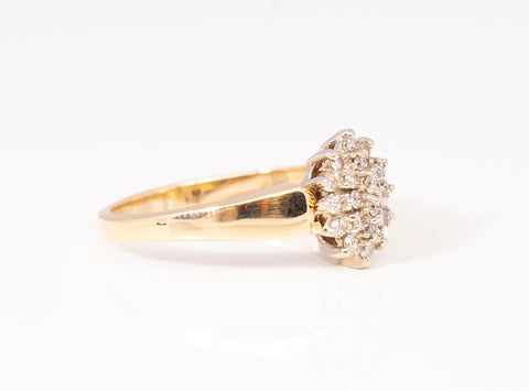 Unique 14k Yellow Gold Diamond Cluster Ring