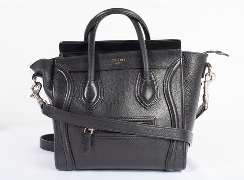 Authentic Celine Smooth Calfskin Mini Luggage Black