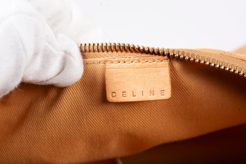 Authentic Celine Triomphe Macadam Suede/Leather Shoulder Bag