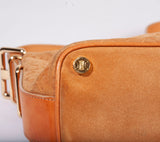 Authentic Celine Triomphe Macadam Suede/Leather Shoulder Bag