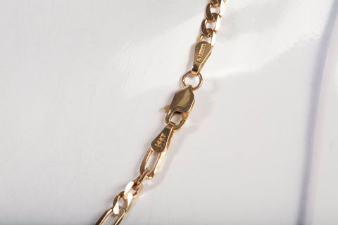 Unisex 14k Yellow Gold Figaro Style Chain 20"