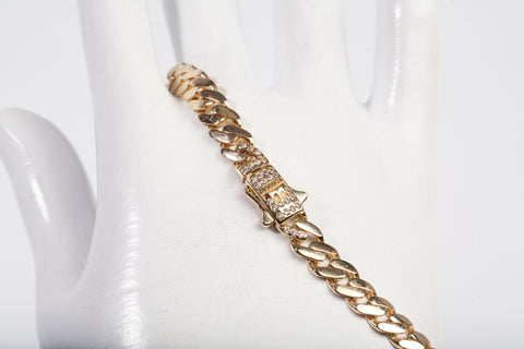 Unisex 14k Yellow Gold Cuban Link Style Bracelet Size 7.5"