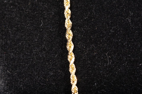 Unisex 14k Yellow Gold 20" Rope Style Chain