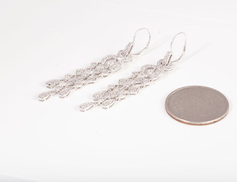 Ladies 18k White Gold Chandelier Diamond Earrings