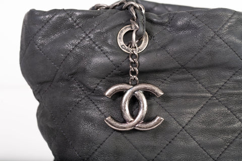 Authentic Chanel Aged Quilted Calfskin Gabrielle Hobo Shoulder Bag