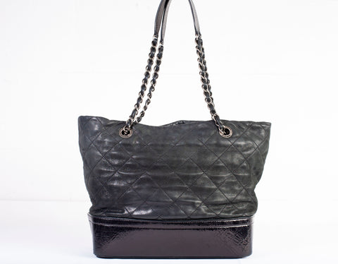 Authentic Chanel Aged Quilted Calfskin Gabrielle Hobo Shoulder Bag