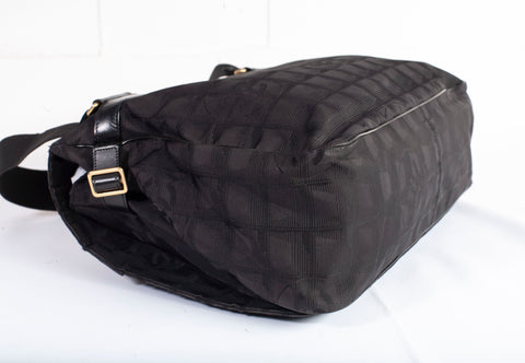 Authentic Black Chanel Nylon Travel Messenger Bag