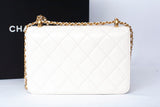 Authentic Chanel 24C White Lambskin Small Quilted Flap Bag